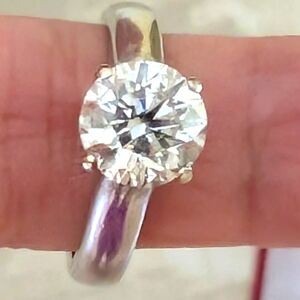 ENGAGEMENT RING WITH 2.01 CT. SOLITAIRE GENUINE DIAMOND SET IN 14K WHITE GOLD